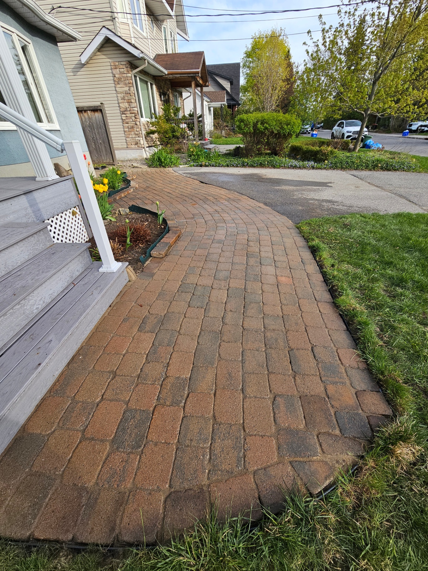 Curved walkway restoration after